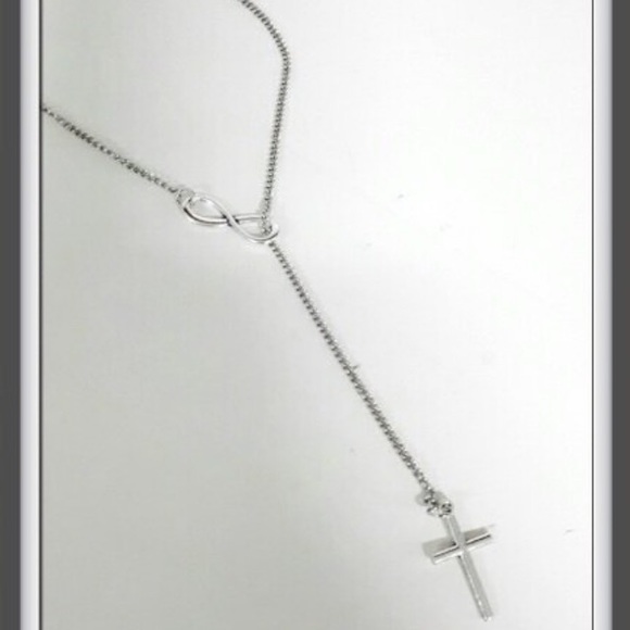 NEW Silver cross infinity necklace adjustable length - Picture 5 of 5